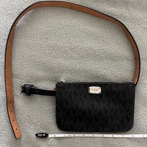 Michael Kors Black and Gray Monogram Belt Pouch